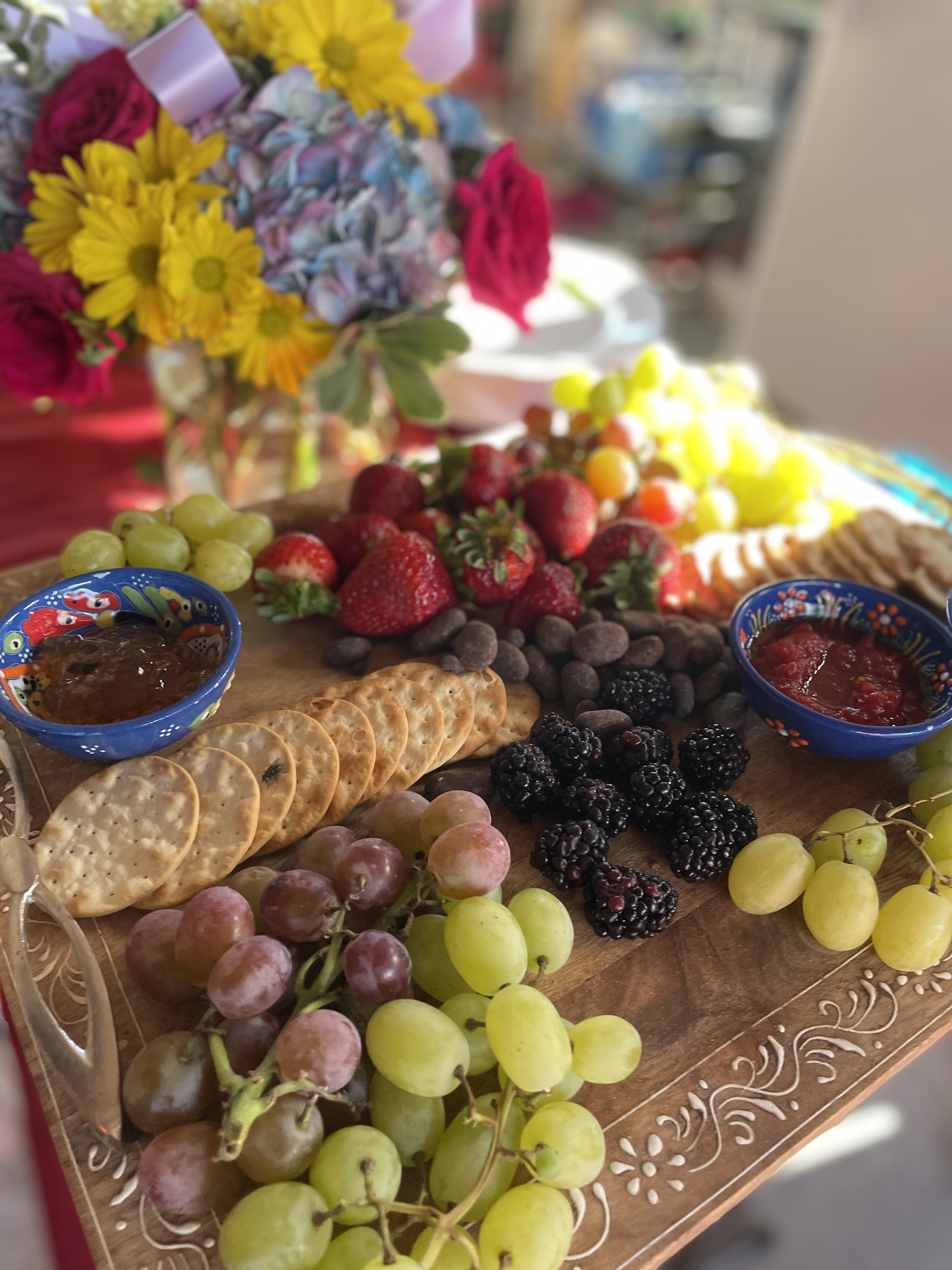 Artisan fruit board with house-made dips